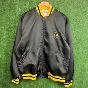 Vintage Fluor Daniel Black Yellow Satin Bomber Jacket by Mendel’s Manila XL